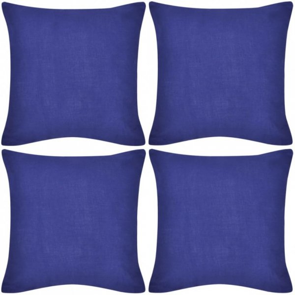 4 Niebieskie bawełniane poszewki na poduszki 80 x 80 cm