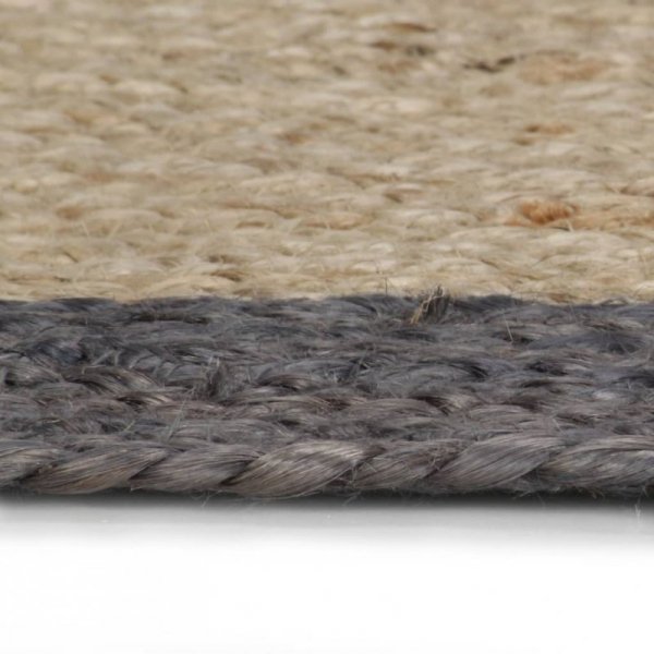 Ręcznie wykonany dywanik, juta, ciemnoszara krawędź, 90 cm