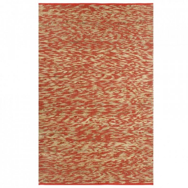 Ręcznie wykonany dywan, juta, czerwony i naturalny, 160x230 cm