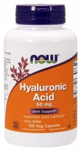 NOW FOODS Hyauluronic Acid with MSM - Kwas Hialuronowy 50 mg + MSM 450 mg (120 kaps.)