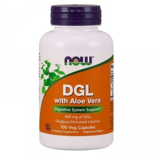 NOW FOODS DGL with Aloe Vera - Korzeń Lukrecji 400 mg + Aloe Vera (100 kaps.) 