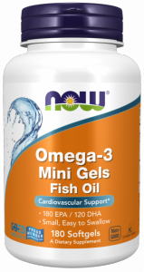 NOW FOODS Omega 3 Mini Gels - DHA 120 mg + EPA 180 mg (180 kaps.)