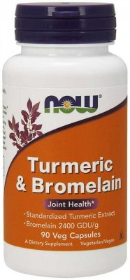 NOW FOODS Turmeric & Bromelain - Kurkuma 300 mg + Bromelaina 150 mg (90 kaps.)
