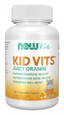 NOW FOODS Kid Vits Juicy Orange -  Witaminy i minerały dla dzieci Kid Vits Smak pomarańczowy (120 tabl.)