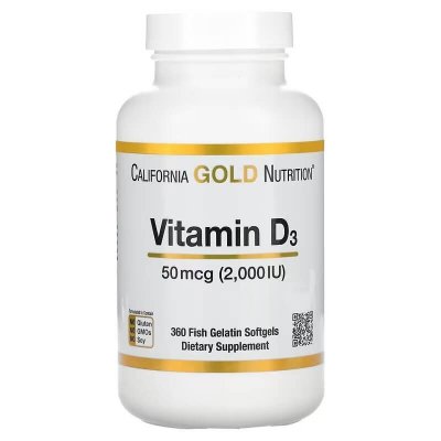 California Gold Nutrition Vitamin D3, 50 mcg (2,000 IU), 360 kaps.