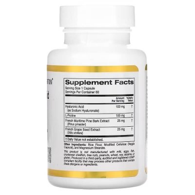 California Gold Nutrition Hyaluronic Acid Complex, 60 kaps.