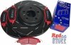 Przednie klocki RedStuff + NACINANE tarcze hamulcowe 336mm EBC seria USR Ford Mustang 2011-2014