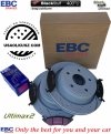 Tylne klocki Ultimax2 + nawiercone nacinane tarcze hamulcowe EBC seria GD Dodge RAM 1500 2003-