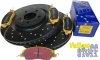 Przednie klocki YellowStuff + NAWIERCANE NACINANE tarcze hamulcowe 336mm EBC seria GD Ford Mustang 2011-2014