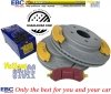 Przednie klocki YellowStuff + nawiercone nacinane tarcze hamulcowe EBC seria GD Dodge RAM 1500 2006-