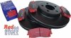 Przednie CERAMICZNE klocki RedStuff + tarcze hamulcowe 320mm EBC seria PREMIUM Dodge Magnum RWD V6