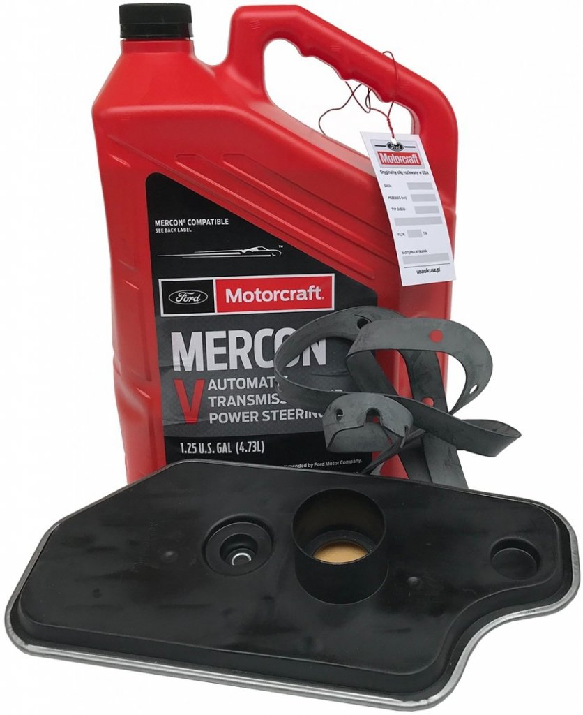 Syntetyczny olej Motorcraft MERCON V oraz filtr