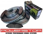 Przednie klocki Z26 + WIERCONE tarcze hamulcowe 320mm POWERSTOP Ford Mustang 2015-