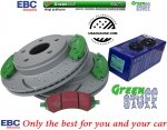 Przednie klocki GreenStuff + nawiercone nacinane tarcze hamulcowe EBC seria GD Dodge RAM 1500 2006-