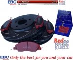 Przednie CERAMICZNE klocki RedStuff + NACINANE tarcze hamulcowe 316mm EBC seria BSD Ford Mustang 2005-2014