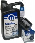 Oryginalny filtr oleju oraz olej MOPAR MaxPro 10W30 Jeep Wrangler 2,4 L4 16V