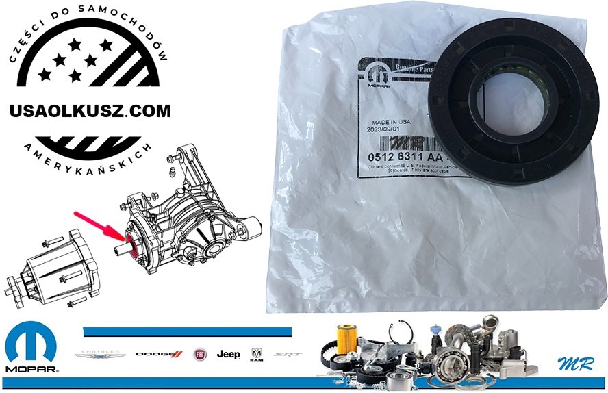 Uszczelniacz wałka ataku tylnego mostu Chrysler Pacifica AWD -2008