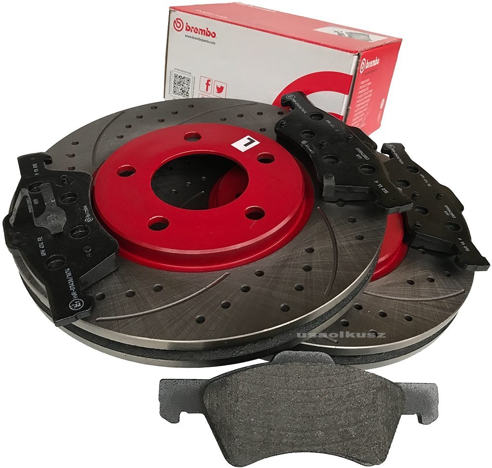 Przednie klocki BREMBO + WIERCONE tarcze hamulcowe 281mm