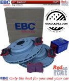 Tylne CERAMICZNE klocki RedStuff + NACINANE tarcze hamulcowe 350mm EBC seria USR Dodge Challenger SRT Hellcat Scat Pack