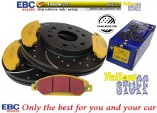 Przednie klocki YellowStuff + NAWIERCANE NACINANE tarcze hamulcowe 330mm EBC seria GD GMC Sierra 1500 2005-2007