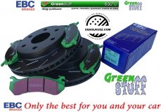 Przednie klocki GreenStuff + NACINANE tarcze hamulcowe EBC seria USR GMC Safari 2003-