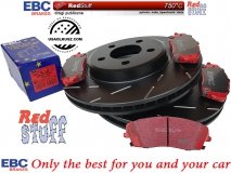 Przednie CERAMICZNE klocki RedStuff + NACINANE tarcze hamulcowe 320mm EBC seria USR Chrysler 300C RWD V6