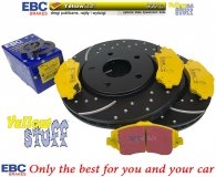 Przednie klocki YellowStuff + NAWIERCANE NACINANE tarcze hamulcowe 302mm EBC seria GD RAM Cargo Van