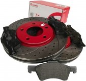 Przednie klocki BREMBO + WIERCONE tarcze hamulcowe 281mm RED Chrysler Voyager Town Country 2001-2007 tarcze tył