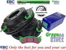 Tylne klocki GreenStuff + NAWIERCANE NACINANE tarcze hamulcowe EBC seria GD GMC Yukon XL 2500 2000-2007