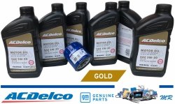 Filtr + olej silnikowy ACDelco Gold Synthetic Blend 5W30 API SP GF-6 GMC Acadia 3,6 V6
