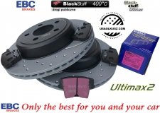 Tylne klocki Ultimax2 + WIERCONE NACINANE WENTYLOWANE tarcze hamulcowe EBC seria GD Chrysler 300C