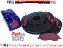 Przednie CERAMICZNE klocki RedStuff + tarcze hamulcowe 293mm EBC serii PREMIUM Ford Mustang 2005-2010