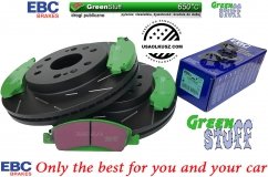 Przednie klocki GreenStuff + NACINANE tarcze hamulcowe 330mm EBC seria USR Cadillac XTS