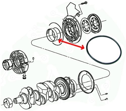 Oring tylnego uszczelniacza wału - czarny Chrysler Voyager 2,5 CRD 5066763AA