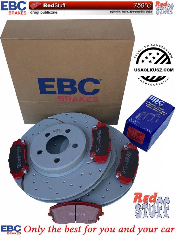 Przednie CERAMICZNE klocki RedStuff + WIERCONE NACINANE tarcze hamulcowe 320mm EBC seria GD Chrysler 300C RWD V6