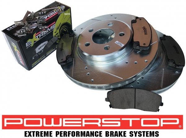 Przednie klocki Z26 + WIERCONE nacinane tarcze hamulcowe POWERSTOP 320mm Dodge Charger