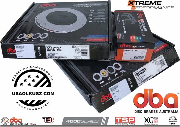 Przednie klocki DBA Xtreme Performance + NACINANE tarcze hamulcowe DBA seria 4000 T3 Ford Expedition 2007-2021