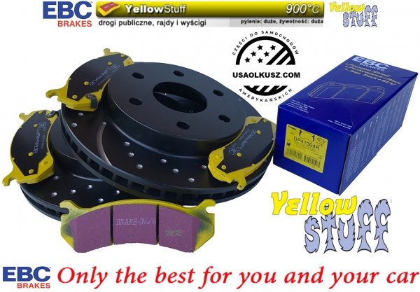 Przednie klocki YellowStuff + NAWIERCANE NACINANE tarcze hamulcowe EBC seria GD GMC Yukon -2006