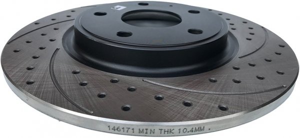 Tylne klocki + WIERCONE nacinane tarcze hamulcowe 328mm BLACK Dodge Journey 2012-