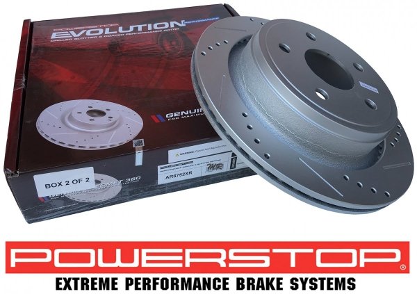 Tylne klocki Z36 + WIERCONE nacinane tarcze hamulcowe POWERSTOP EVOLUTION RAM 1500 2003-