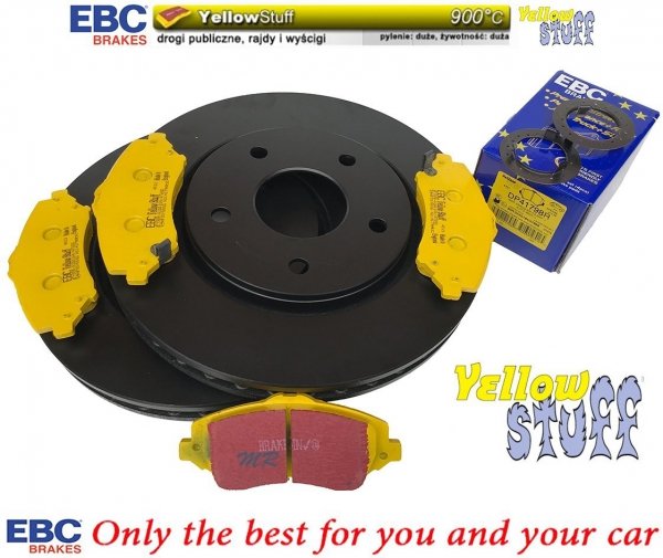 Przednie klocki YellowStuff + tarcze hamulcowe 302mm EBC seria Premium Dodge Caravan -2012