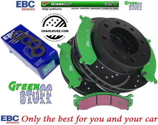 Przednie klocki GreenStuff + NAWIERCANE NACINANE tarcze hamulcowe EBC seria GD GMC Savana 2500 2003-2019