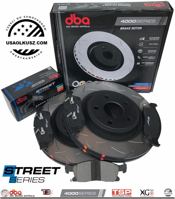 Przednie klocki STREET SERIES + tarcze hamulcowe 350mm DBA seria 4000 T3 Jeep Grand Cherokee 2011-