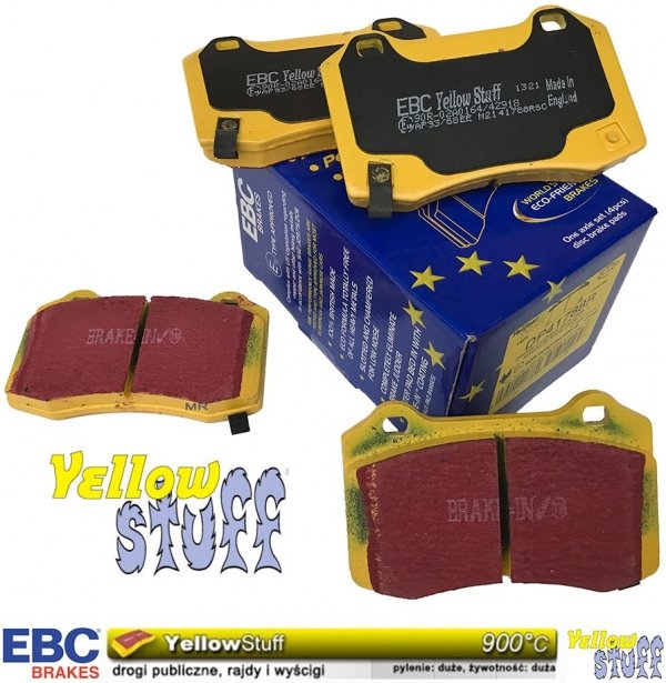 Tylne klocki YellowStuff + NAWIERCANE NACINANE tarcze hamulcowe EBC seria GD Jeep Grand Cherokee SRT / Trackhawk