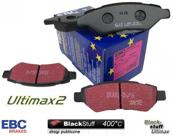 Tylne klocki Ultimax2 + WIERCONE NACINANE tarcze hamulcowe 315mm EBC seria GD Cadillac CTS 2008-