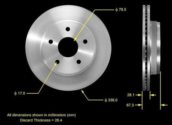 Przednia NACINANA tarcza hamulcowa 336mm Dodge RAM 1500 2002- 5-szpilek