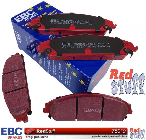 Klocki hamulcowe przednie ceramiczne EBC REDSTUFF Lancia Thema do tarcz 345mm