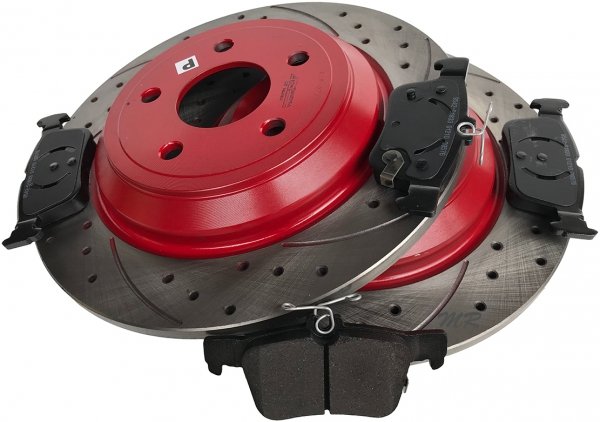 Tylne klocki + WIERCONE NACINANE tarcze hamulcowe 302mm RED Ford Escape 2020-