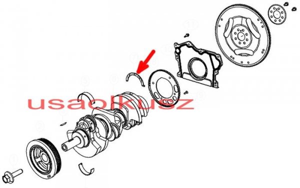 Półpanewki oporowe wału korbowego silnika Jeep Grand Cherokee 3,6 V6