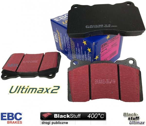 Przednie klocki Ultimax2 + NACINANE tarcze hamulcowe 355mm EBC seria BSD Ford Mustang 2005-2014